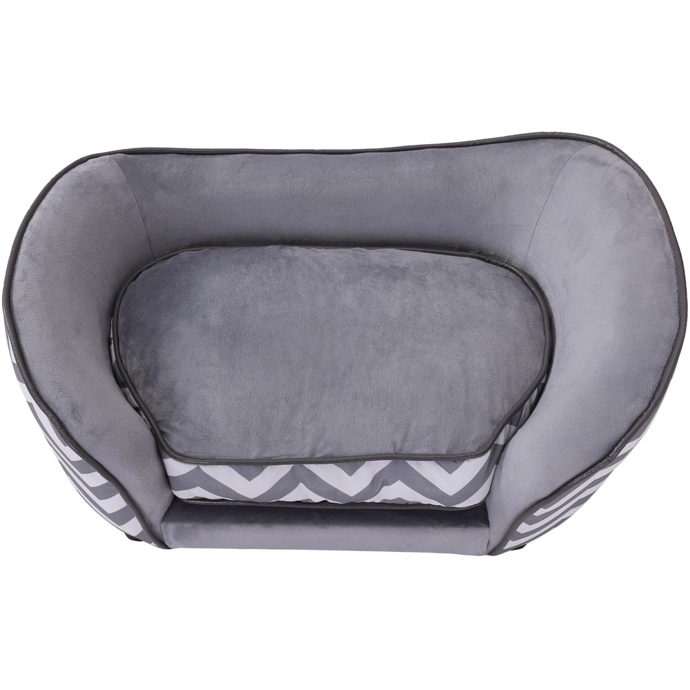Pawhut Plush Fur Dog Sofa Couch Grey Image 3