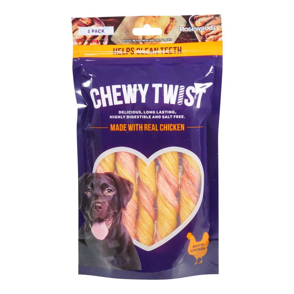 Rosewood 5 pack Chewy Chicken Twists Dog Treats Image 1