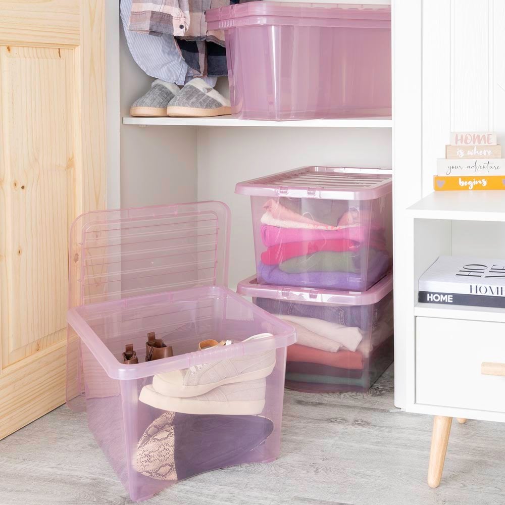 Wham 28L Pink Crystal Storage Box and Lid 5 Pack Image 2