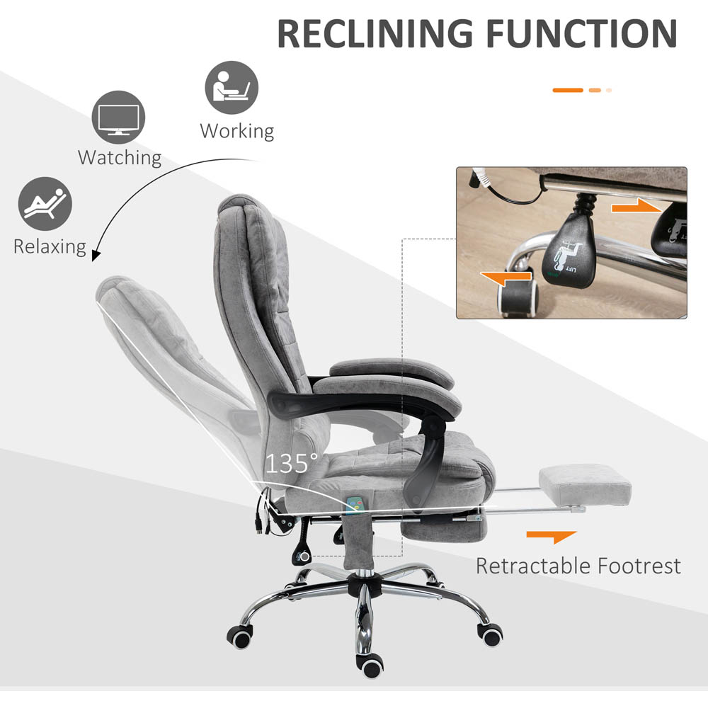 Portland Grey Microfiber Swivel Vibration Massage Ergonomic Office Chair Image 3