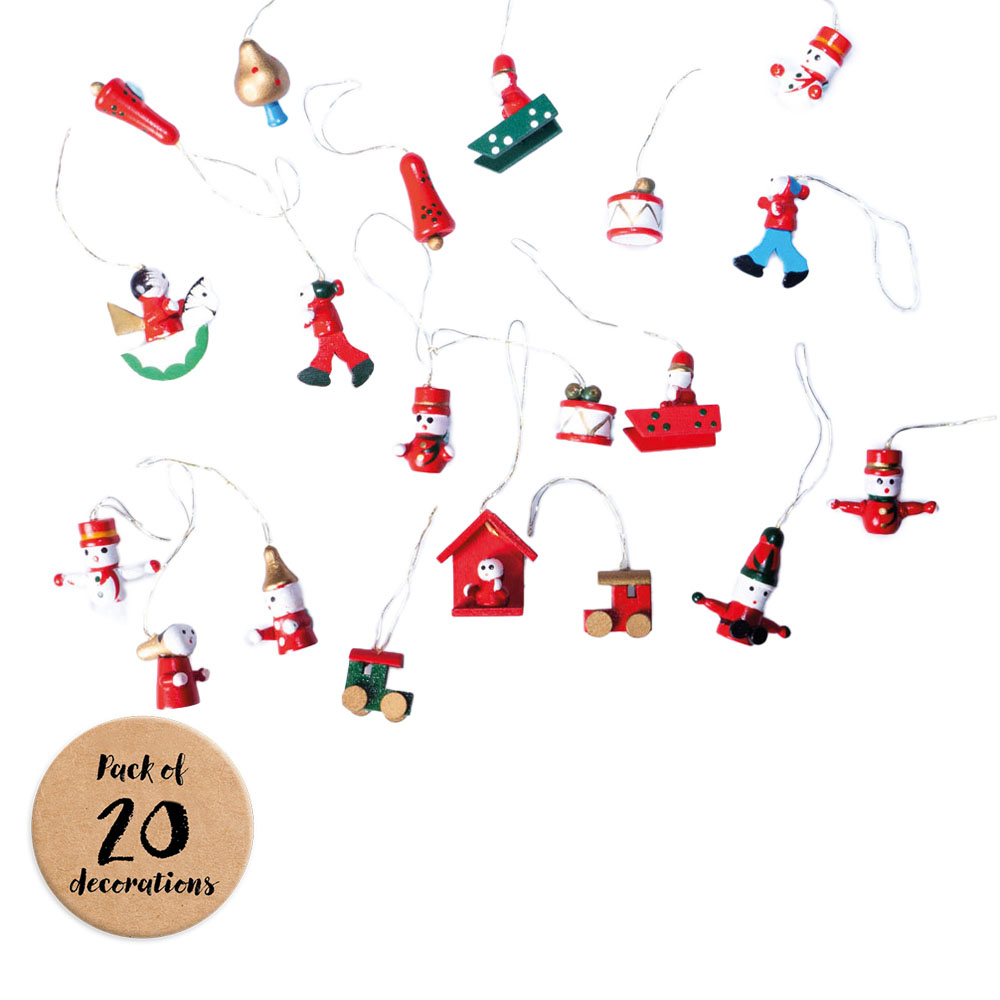 St Helens Wooden Christmas Hanging Ornaments 20 Pack Image 1