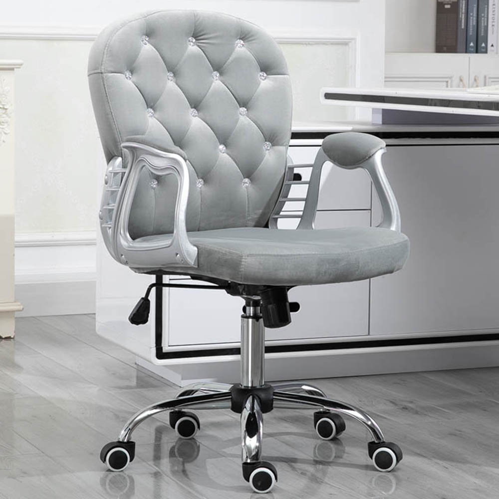 Portland Grey Velvet Swivel Office Chair Image 1
