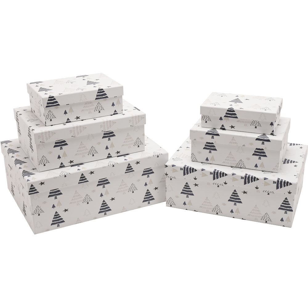 The Christmas Gift Co White and Grey Nested Gift Boxes 6 Piece Image 1