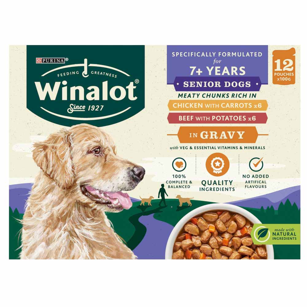Winalot Senior Mixed in Gravy Dog Food 12 x 100g Image 1