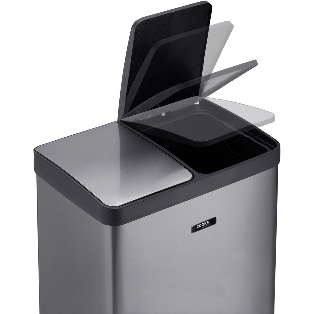 Cooks Professional G4740 Grey Recycling Pedal Dual Bin Image 4
