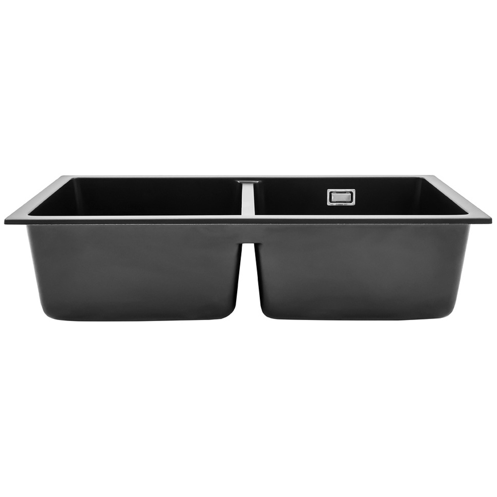 Living and Home Black Double Undermount Kitchen Sink Bowl 83.5 x 48cm Image 4