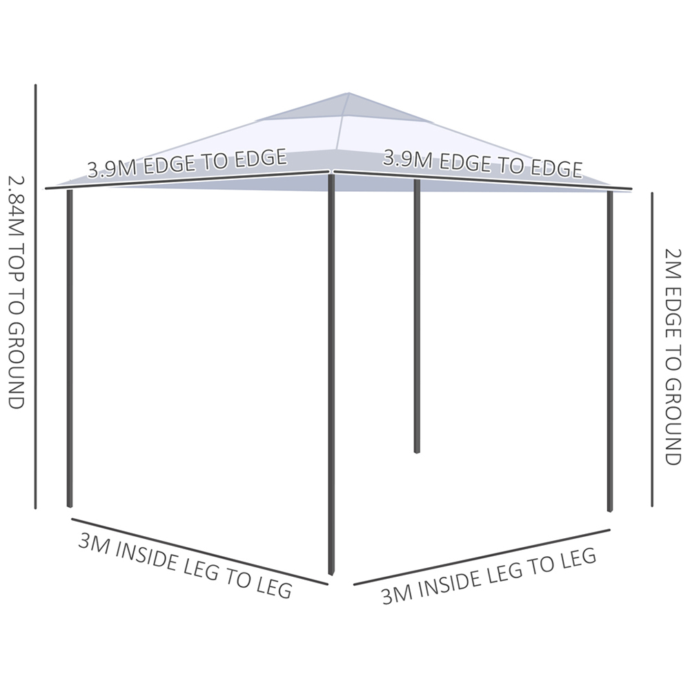 Outsunny 4 x 4m White Pop Up Adjustable Gazebo with Roller Bag Image 6