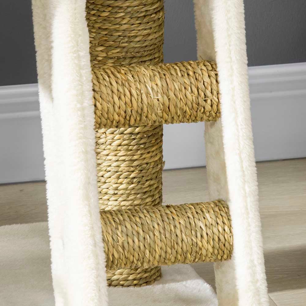 PawHut Cat Tree Kitten Cattail Weave Tower with Scratching Post Image 8