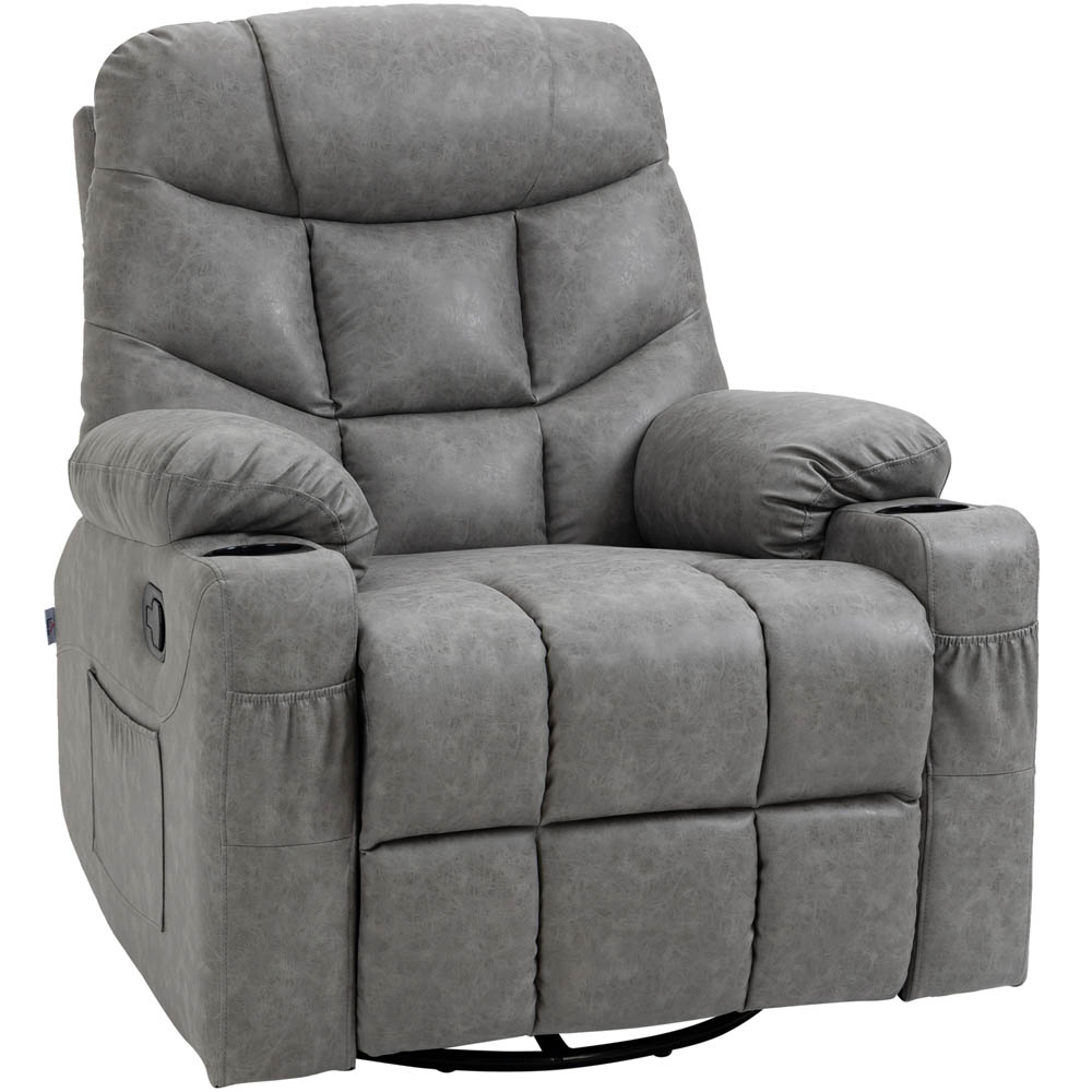 Portland Grey Faux Leather Recliner Armchair With Footrest Image 2