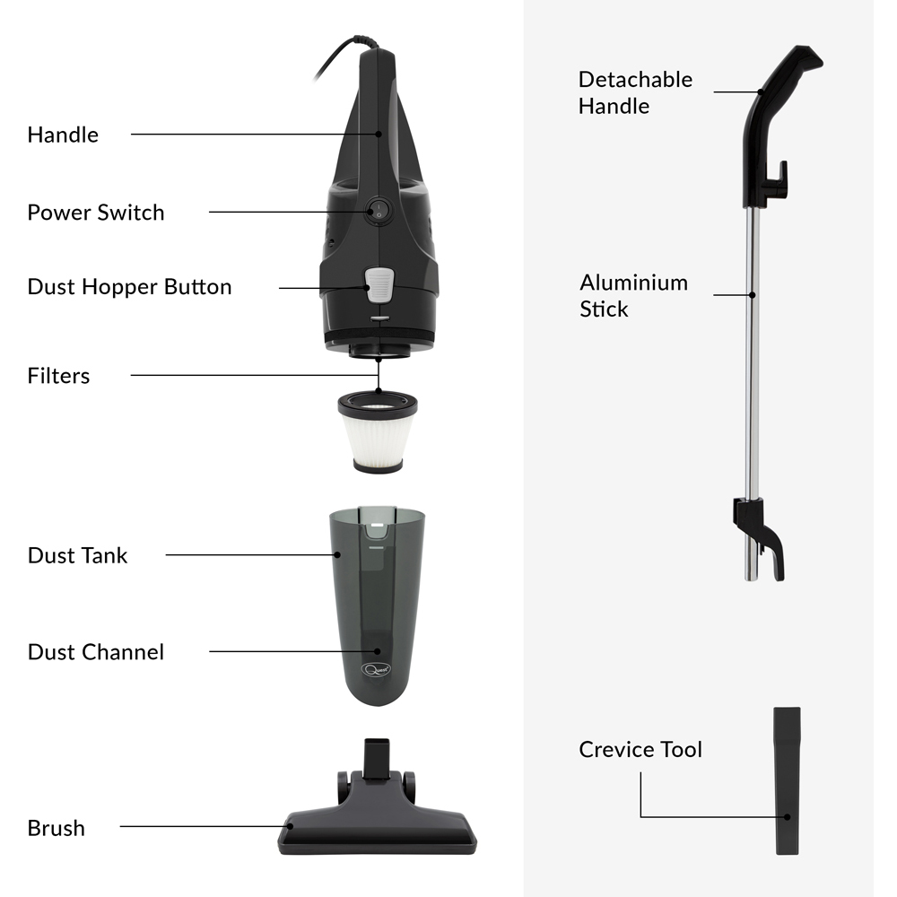 Quest Black 2 in 1 Upright and Handheld Vacuum Cleaner Image 3