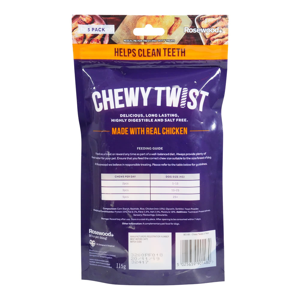 Rosewood 5 pack Chewy Chicken Twists Dog Treats Image 2