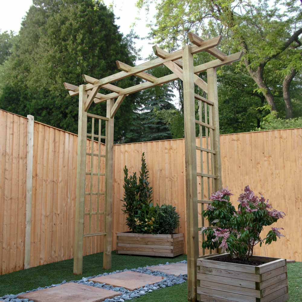 Mercia 6.8 x 6.8 x 2.3ft Pressure Treated Flat Top Garden Arch Image 1