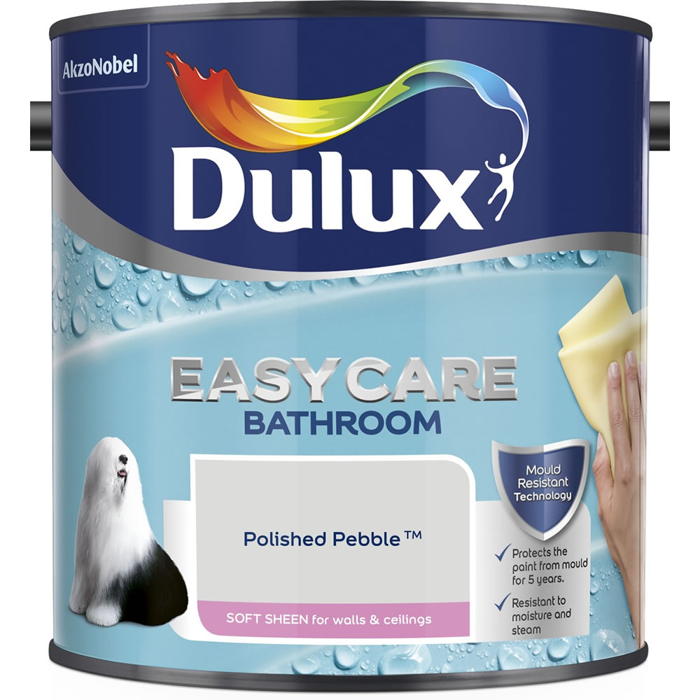 Dulux Easycare Bathroom Polished Pebble Soft Sheen Emulsion Paint 2.5L Image 2
