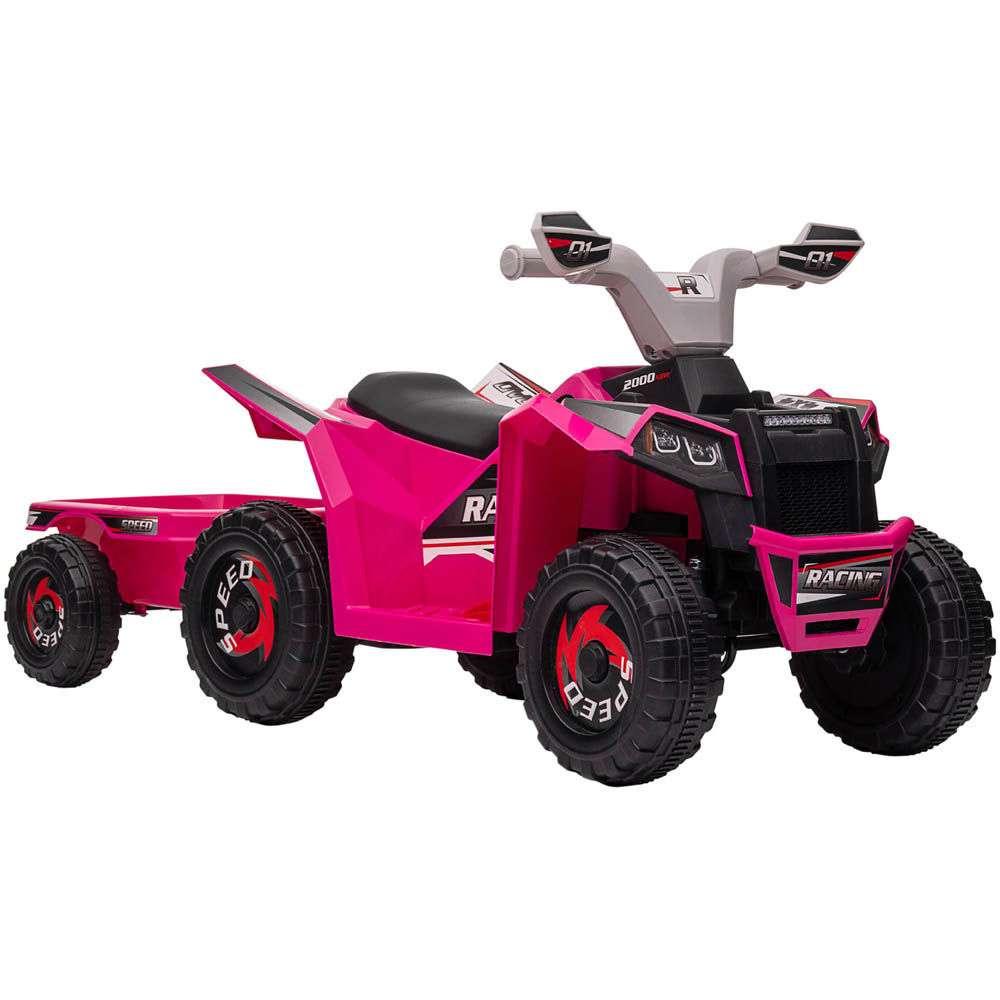 Tommy Toys Toddler Ride On Electric Quad Bike With Trailer Pink 6V Image 1