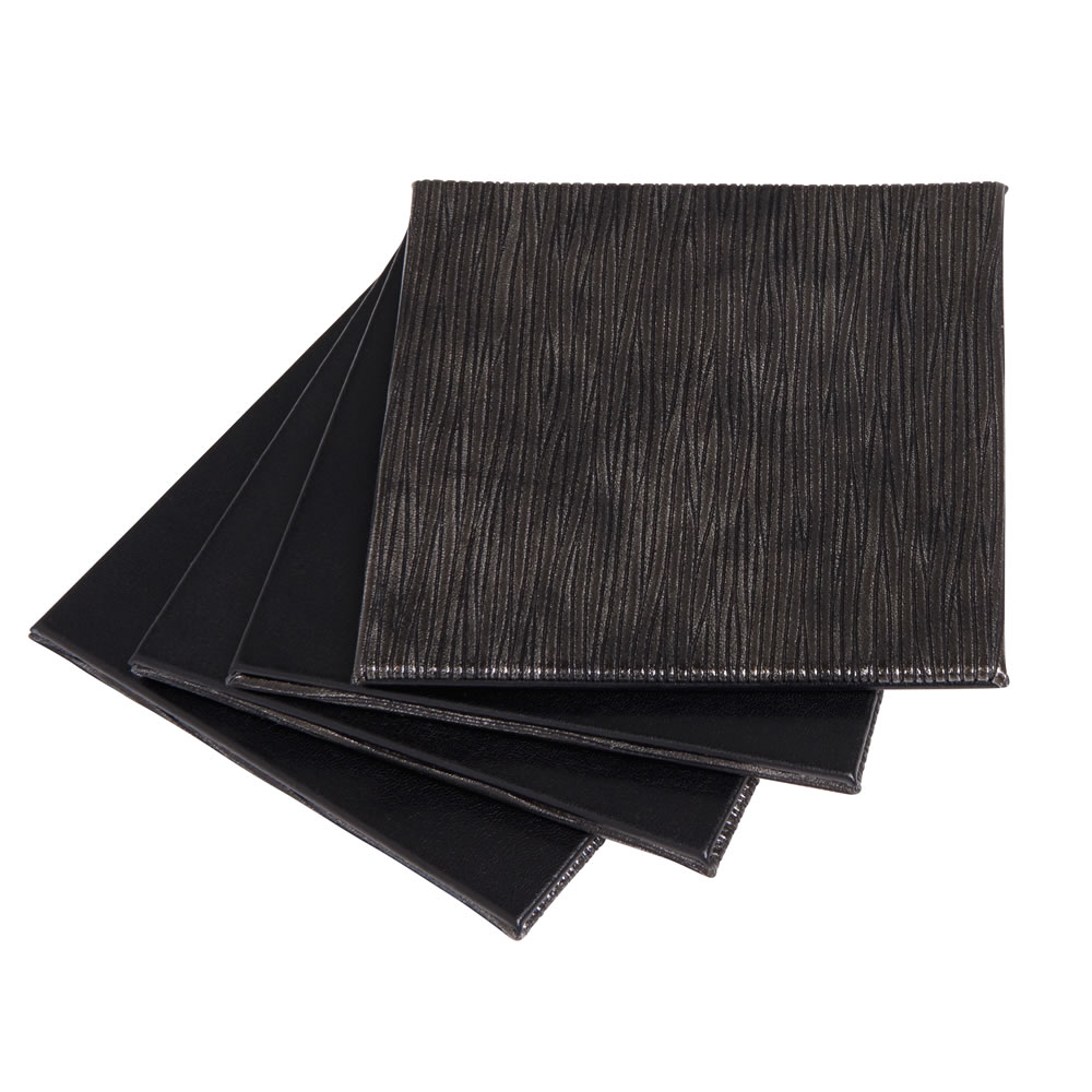 Wilko 4 pack Faux Leather Grey and Black Coasters Wilko