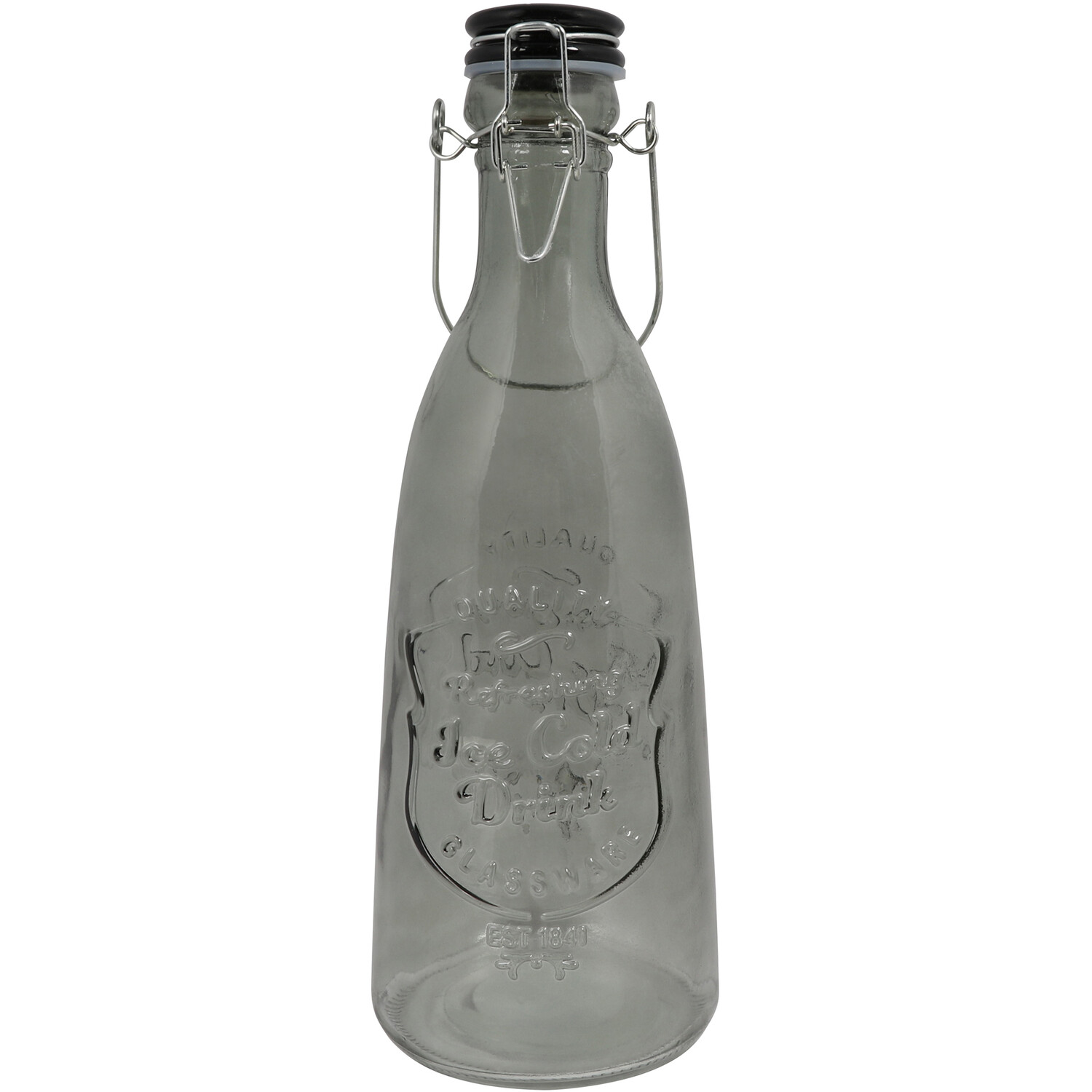 Smoked Glass Bottle with Lid - Grey Image 1