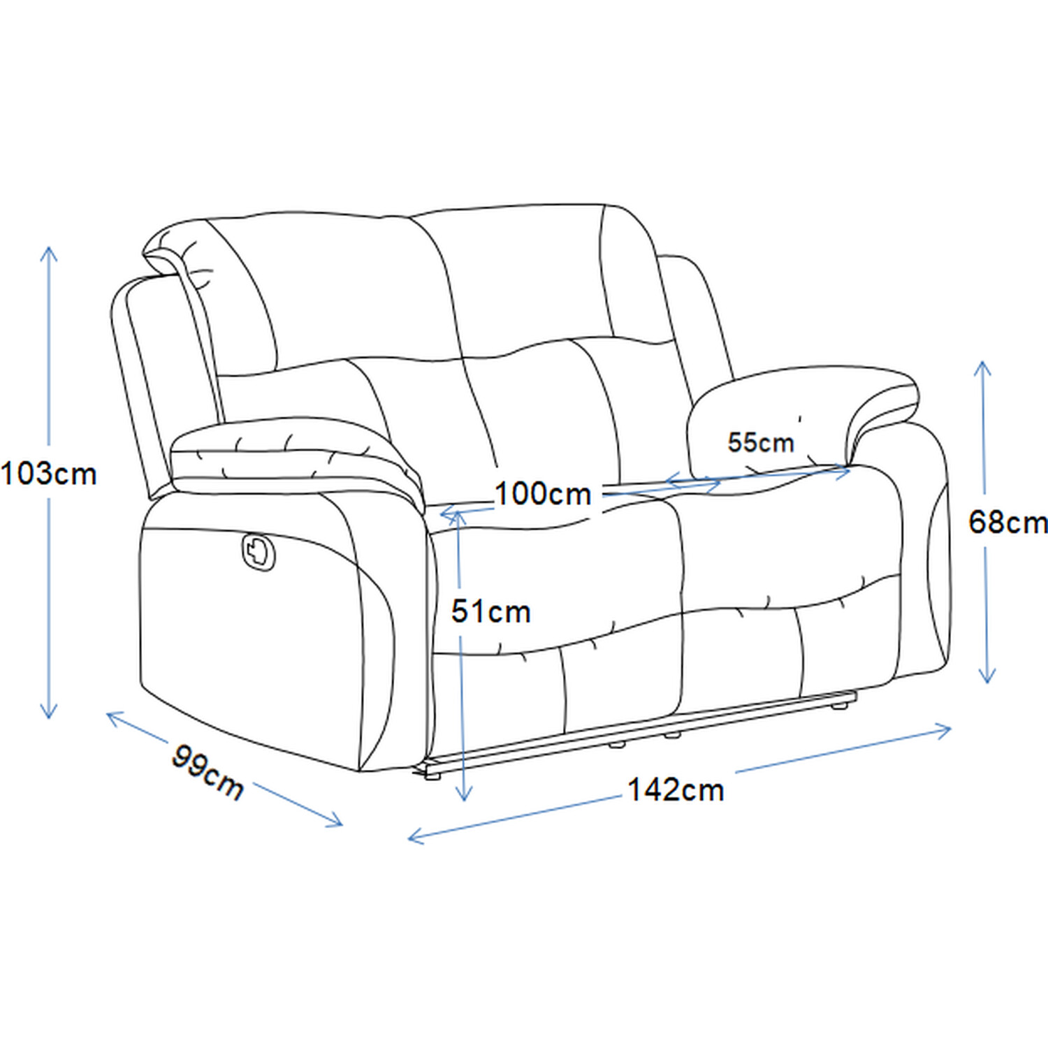Milano 2 Seater Charcoal Fabric Manual Recliner Sofa Image 5