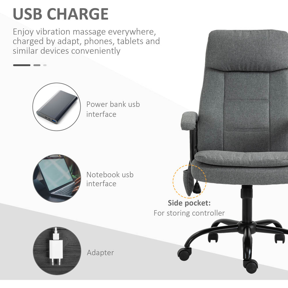Portland Grey Linen Look Swivel Massage Office Chair Image 4