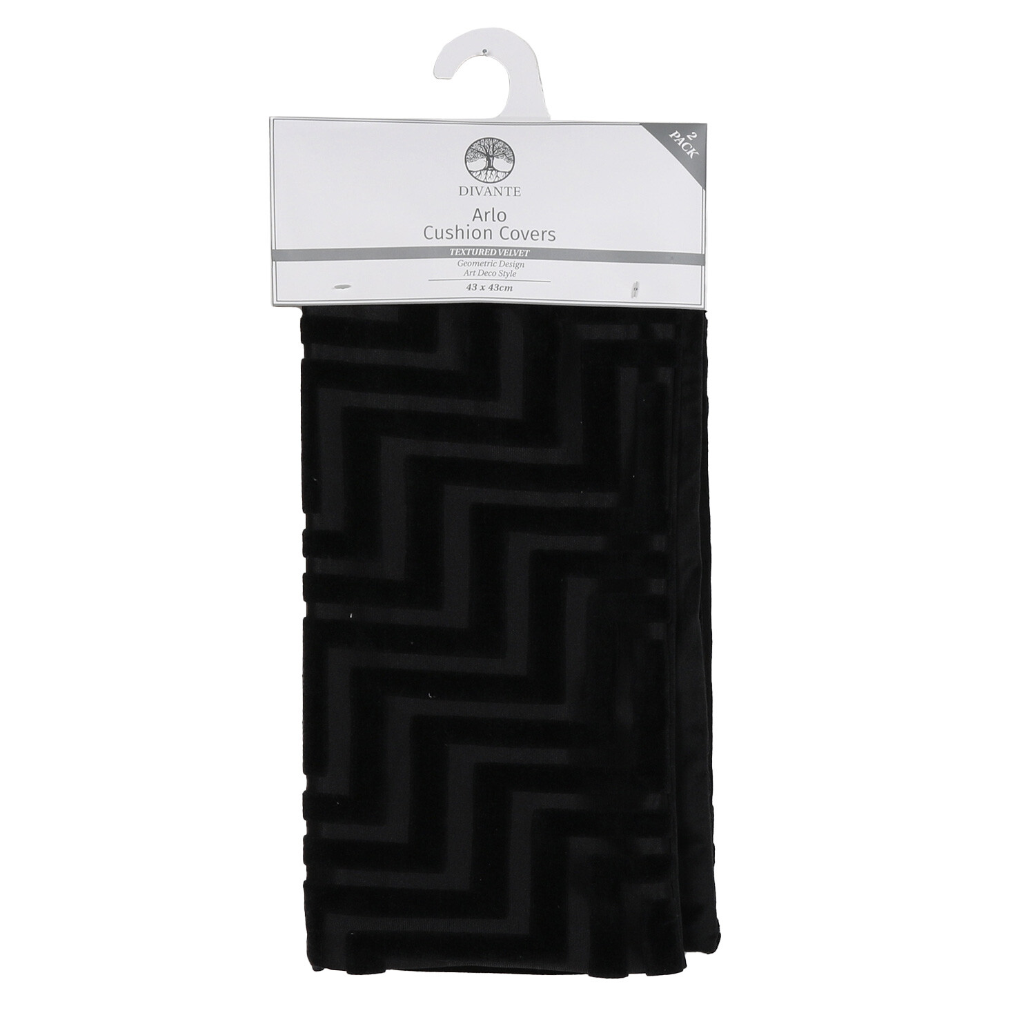 Divante Arlo Black Velvet Cushion Covers 45 x 45cm Image 1