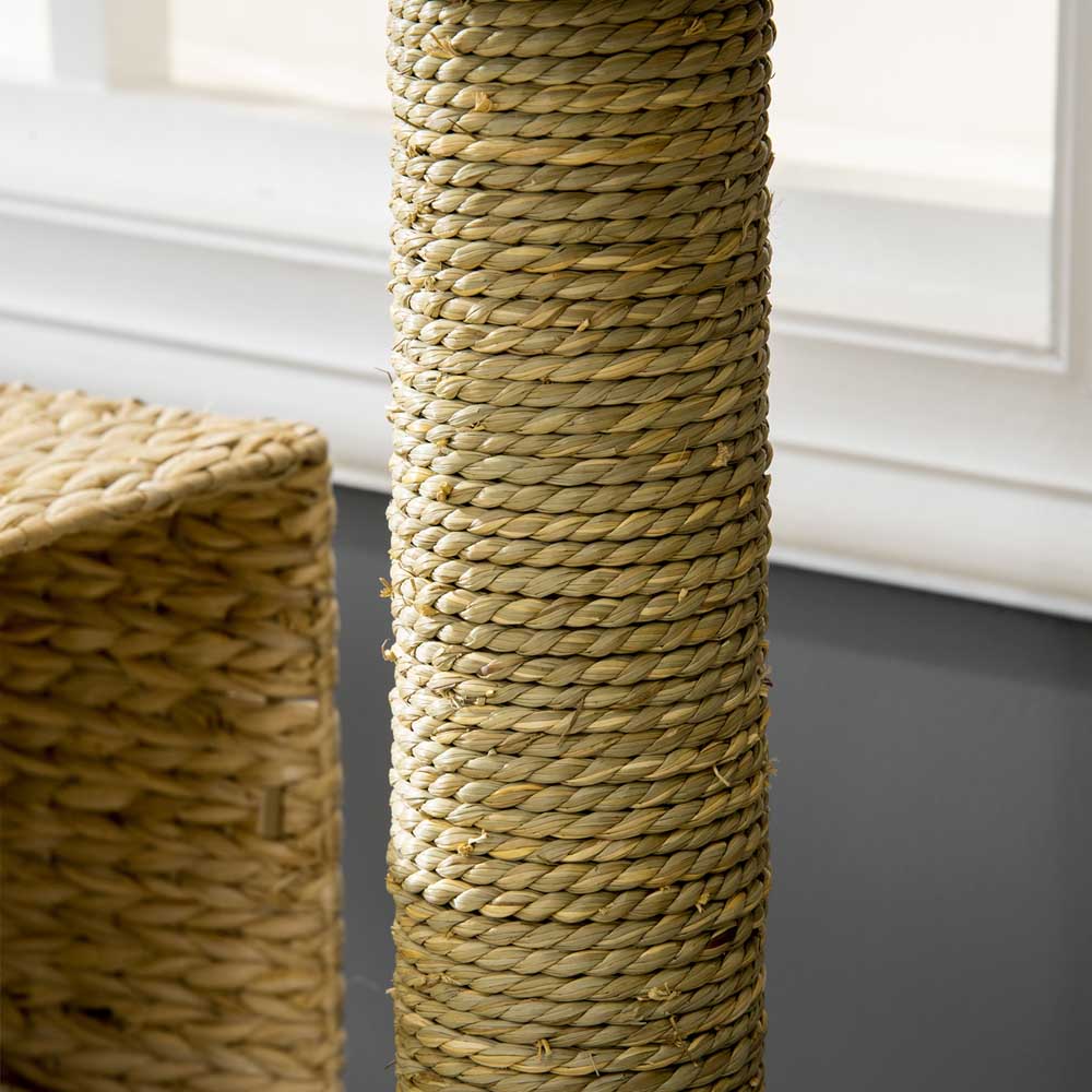 PawHut Cat Tree Kitten Cattail Weave Tower with Scratching Post Image 7