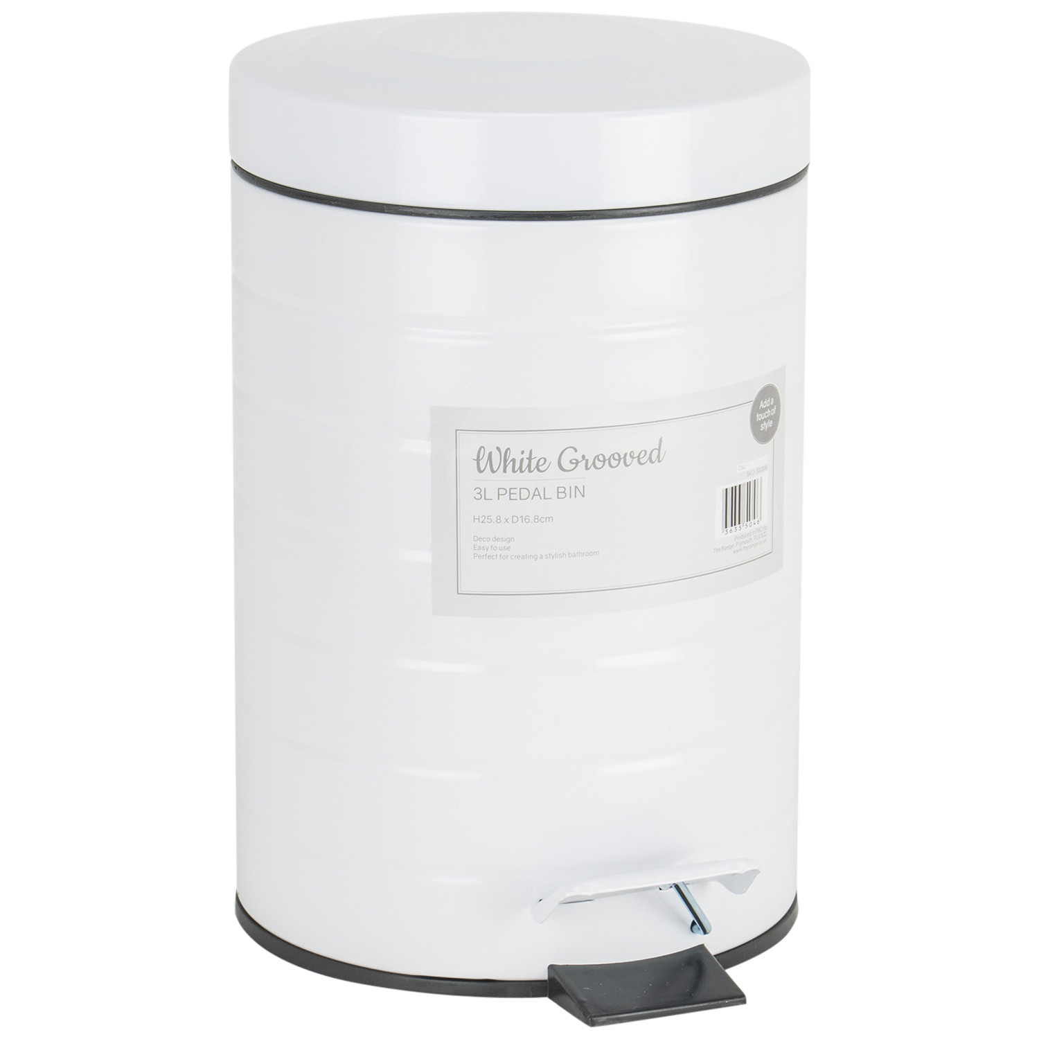 White Grooved Pedal Bin 3L Image