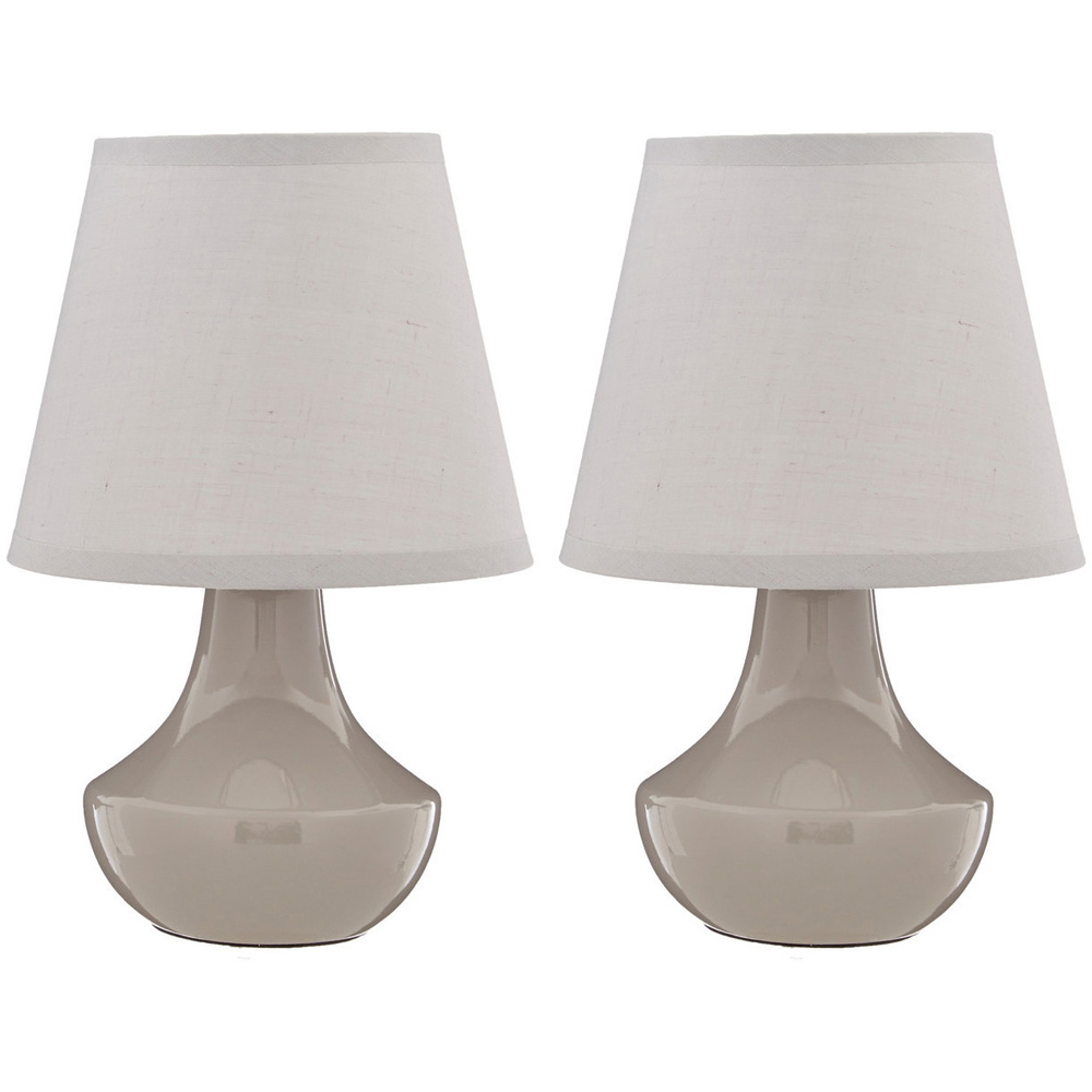 Premier Housewares Grey Ceramic Table Lamps 2 Pack Image 1