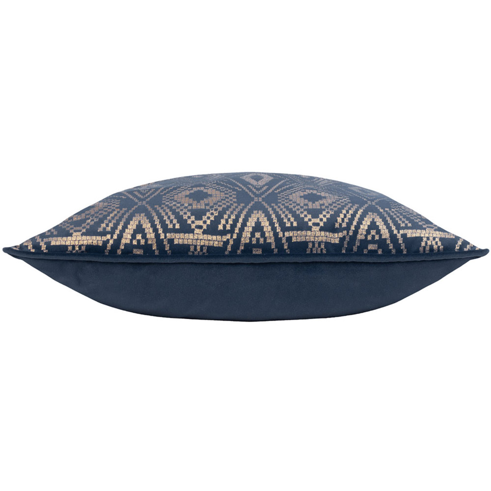 Paoletti Tayanna Navy Velvet Touch Piped Cushion Image 4