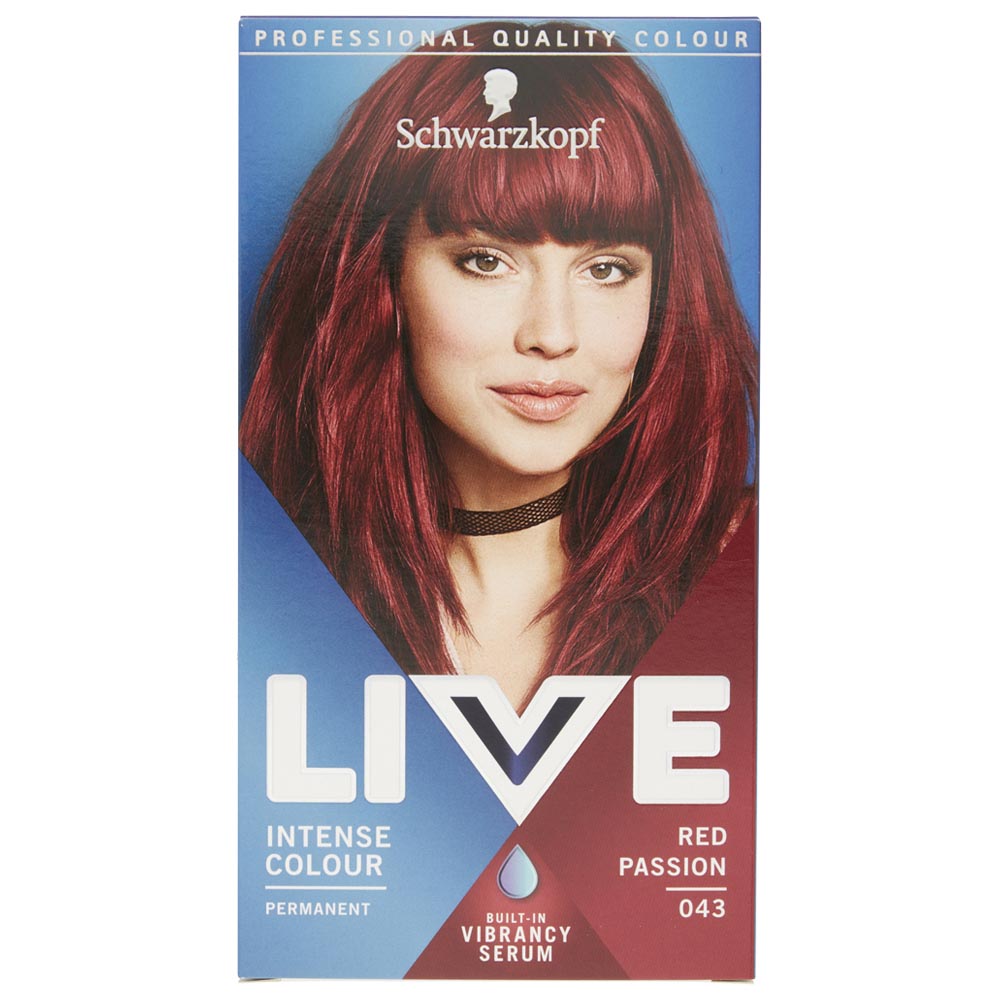 Schwarzkopf LIVE Intense Colour Red Passion 043 Permanent Hair Dye Image 1