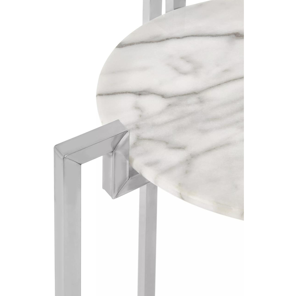 Premier Housewares White Marble Side Table with Chrome Base Image 4