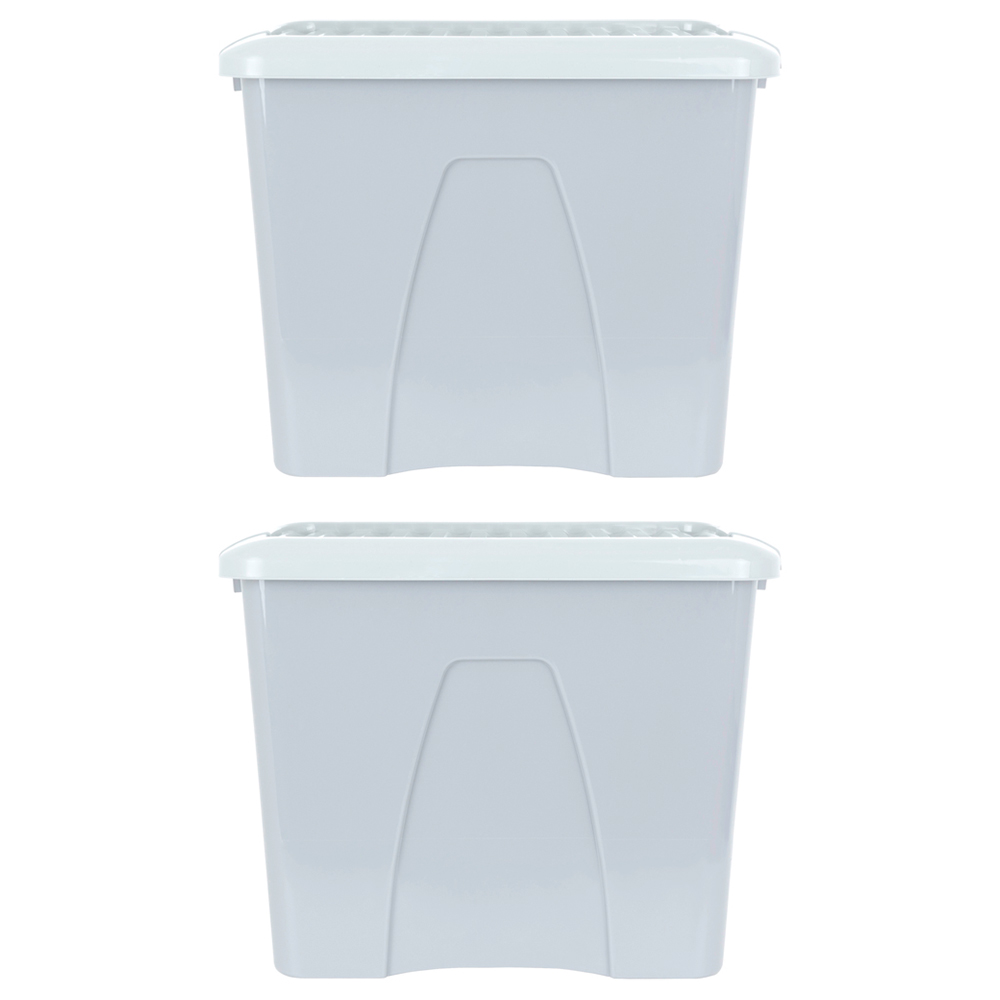 Wham 75L Soft Grey Home Upcycle Box and Lid 2 Pack Image 1