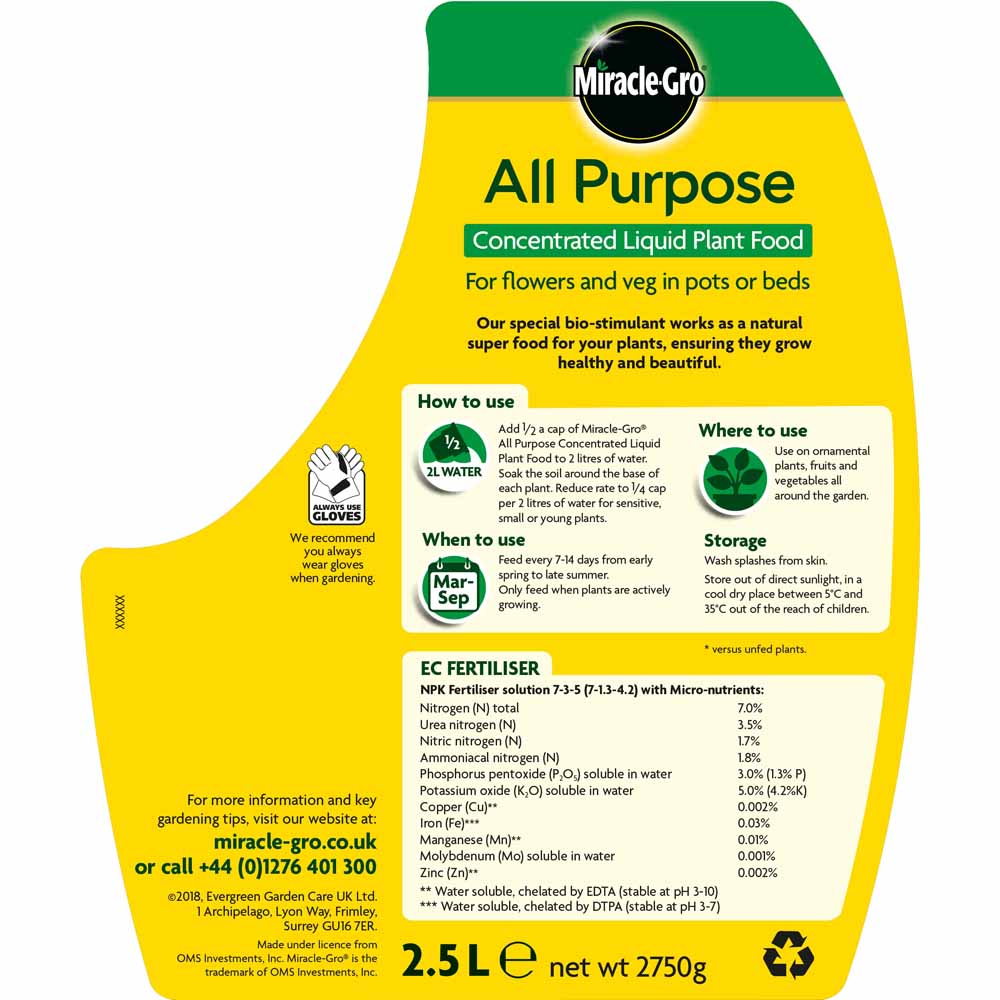Miracle-Gro All Purpose Concentrated Liquid Plant Food 2.5L Image 2