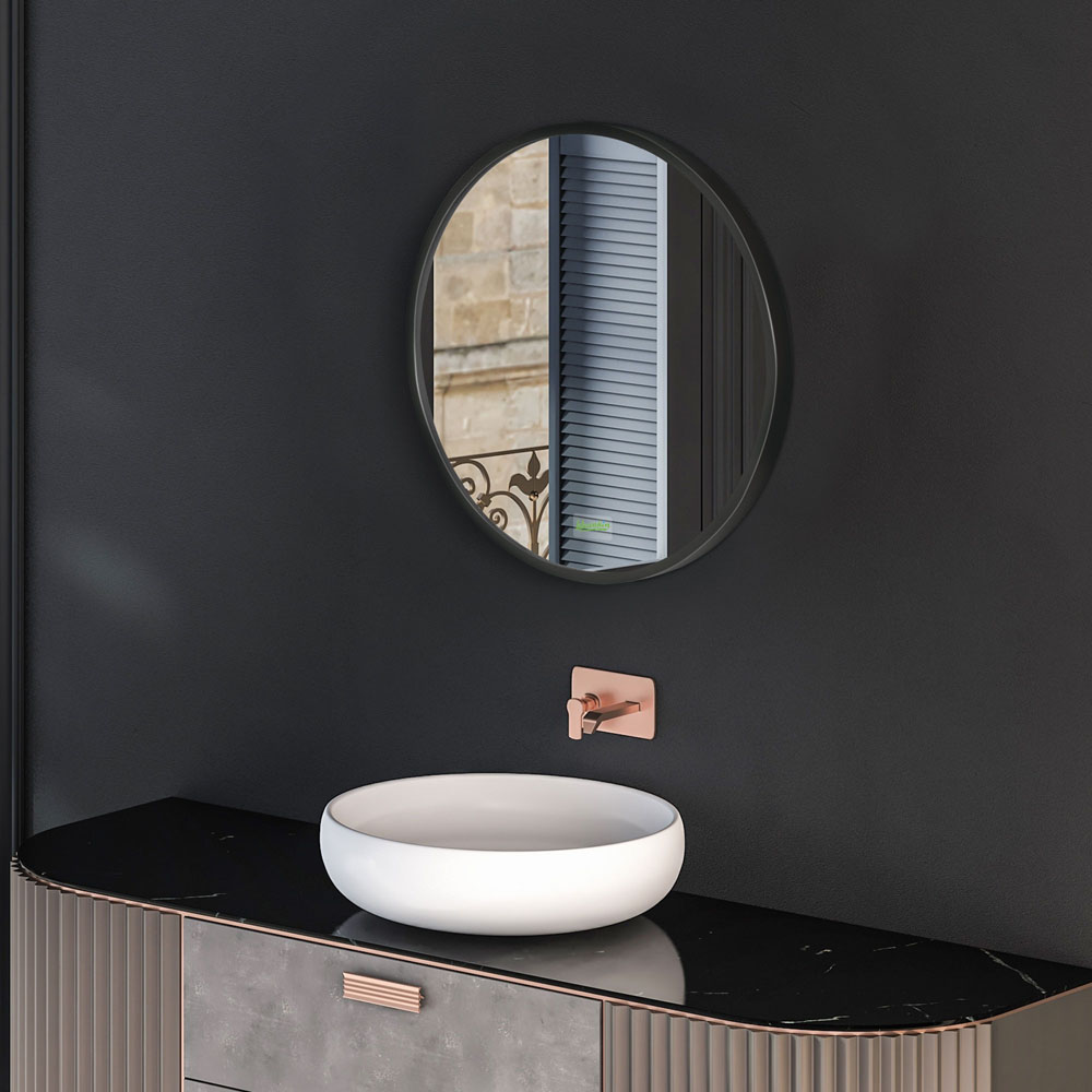 Kleankin Black Round Wall Mounted Bathroom Mirror Image 3