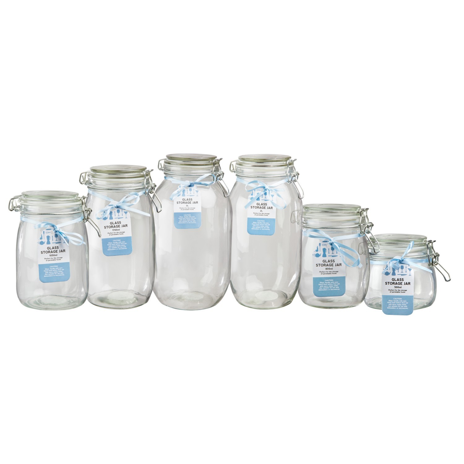 My Home 1.5L Clear Glass Storage Jar with Clip Top Lid Image 2