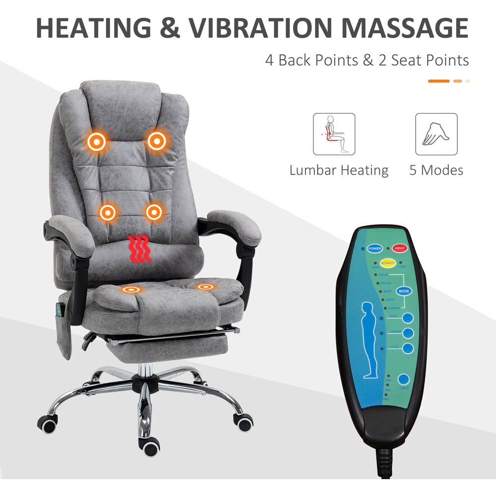 Portland Grey Microfiber Swivel Vibration Massage Ergonomic Office Chair Image 5