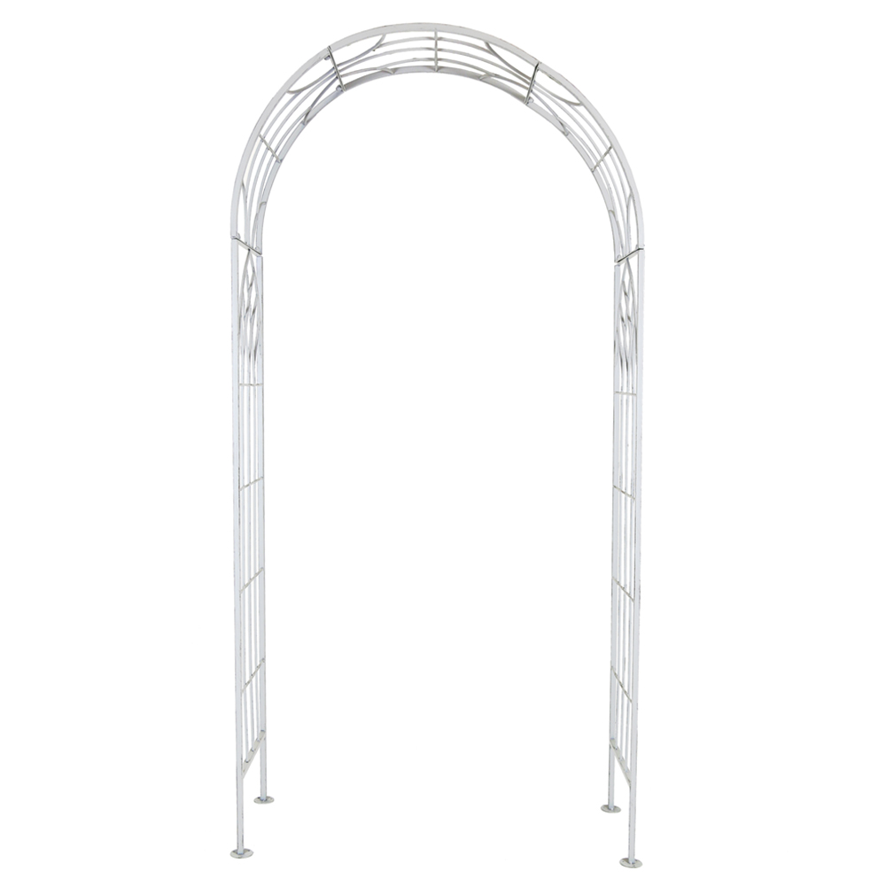 Charles Bentley 6.9 x 3.3 x 1.1ft White Wrought Arch with Trellis Sides Image 3