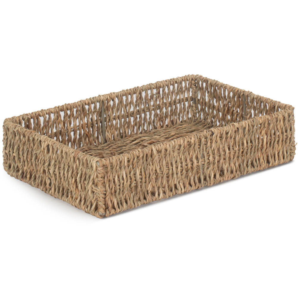 Red Hamper Rectangular Seagrass Small Tray Image 1