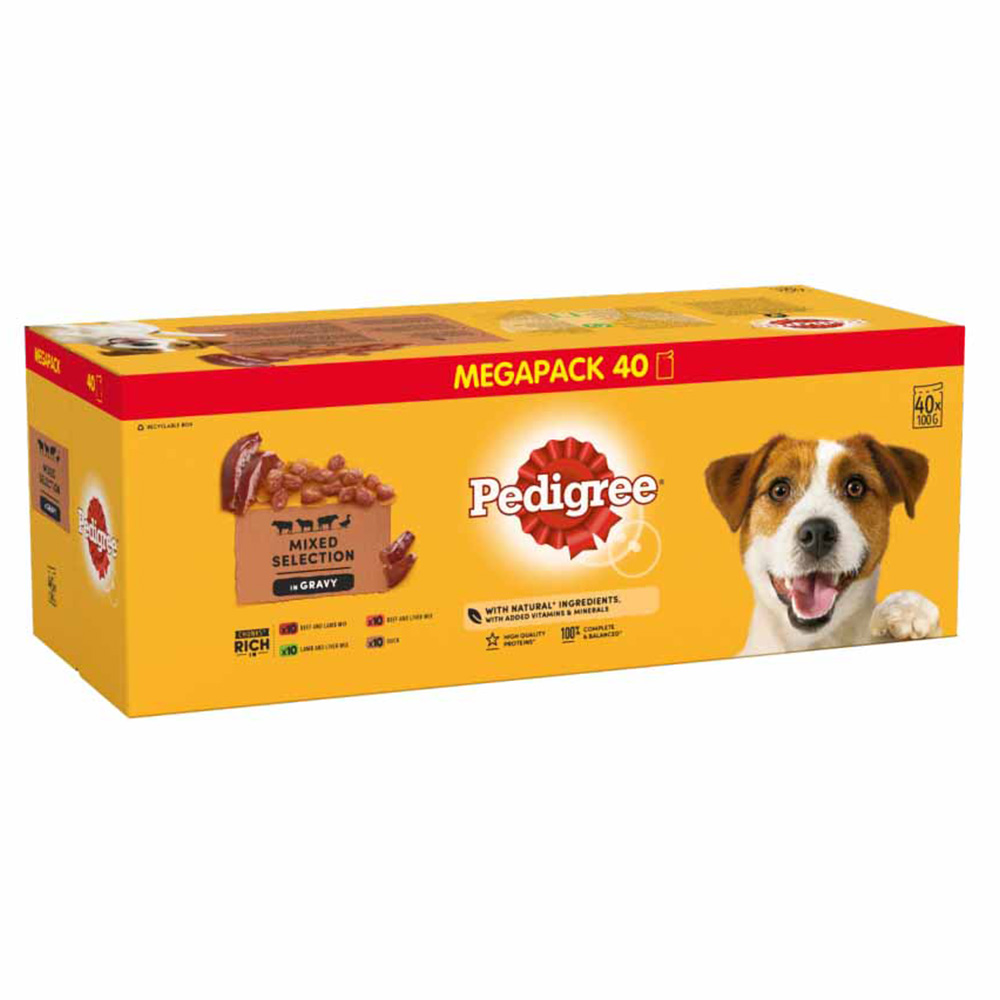 Pedigree Adult Wet Dog Food Pouches Mixed in Gravy Mega Pack 40 x 100g Image 2