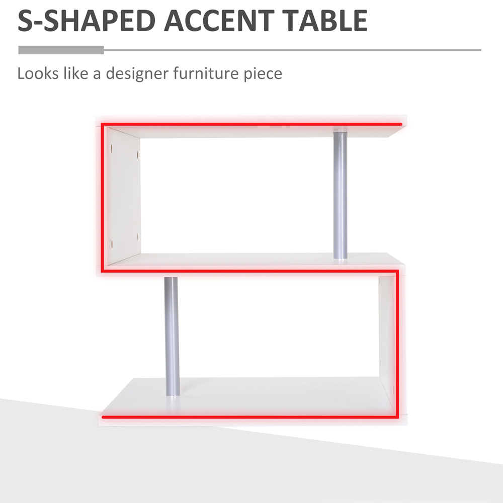 Portland 2 Shelf White S Shape Storage Coffee Side Table Image 6