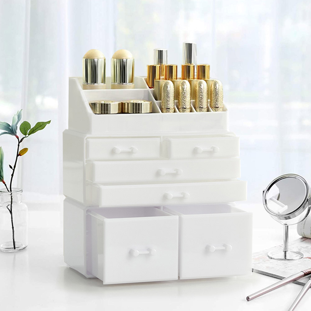 Living and Home White Acrylic Makeup Organiser with Drawers Image 6