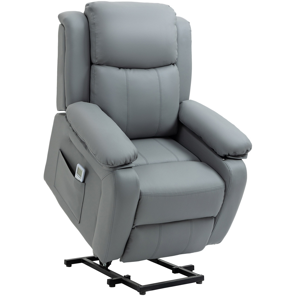 Portland Grey PU Leather Power Lift Reclining Massage Chair with Remote Image 2