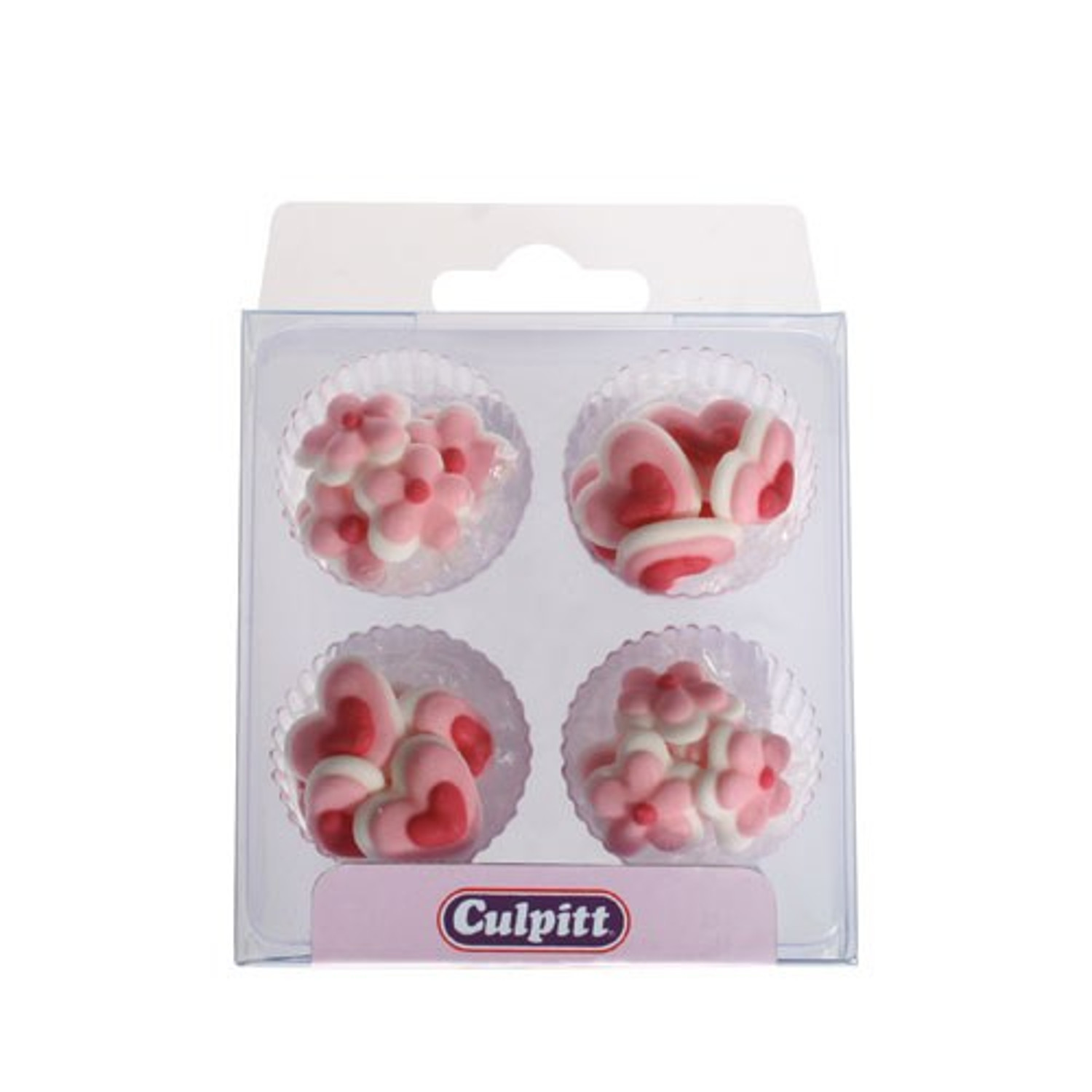 Pack of 24 Mini Pink Hearts and Flowers Sugar Pipings Image