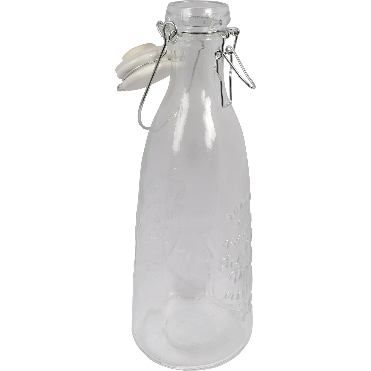 1L Glass Bottle with Clip Top - Clear Image 4