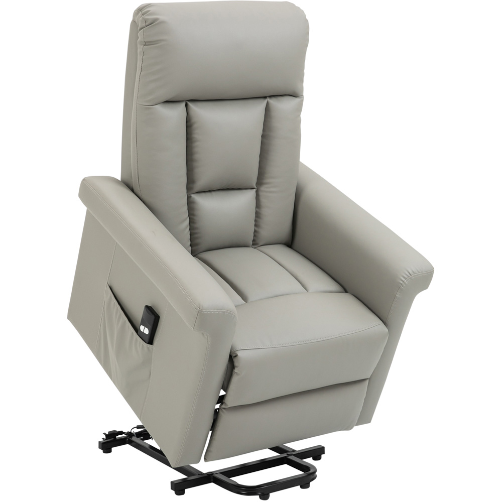 Portland Light Grey PU Leather Power Lift Recliner Chair with Remote Image 2