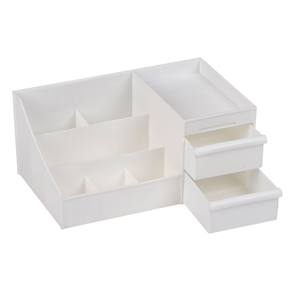 Living and Home XL White Makeup Organiser with 2 Drawers Image 1
