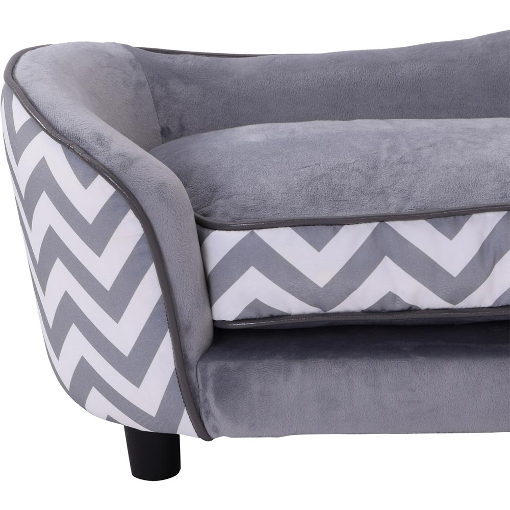 Pawhut Plush Fur Dog Sofa Couch Grey Image 2