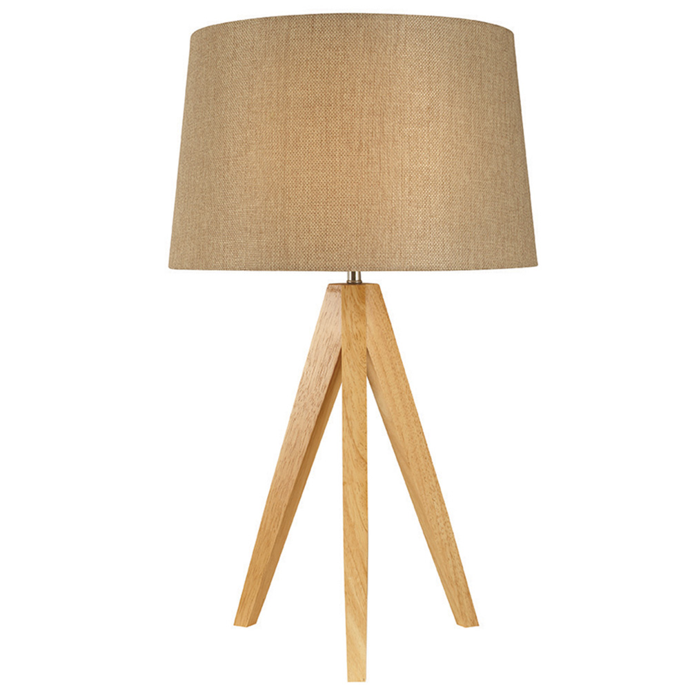 Wooden Tripod Lamp Taupe Image 1