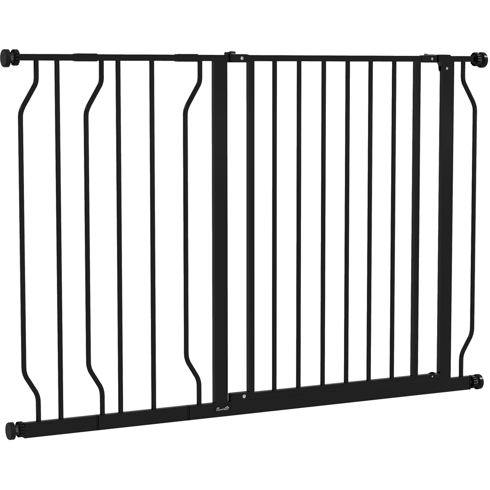PawHut Black 75-115cm Door Pressure Fit Wide Stair Pet Safety Gate Image 1