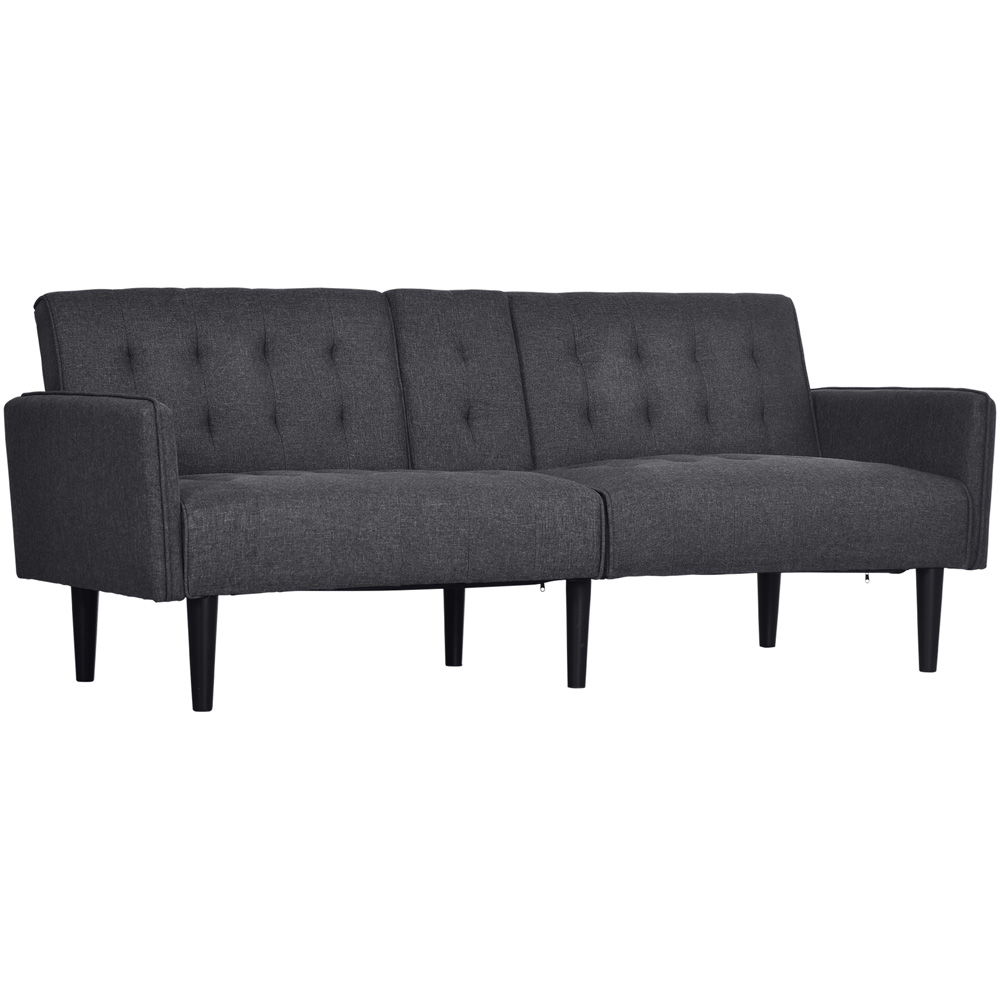 Portland Single Sleeper Grey Upholstered Linen-Feel Sofa Bed Image 2