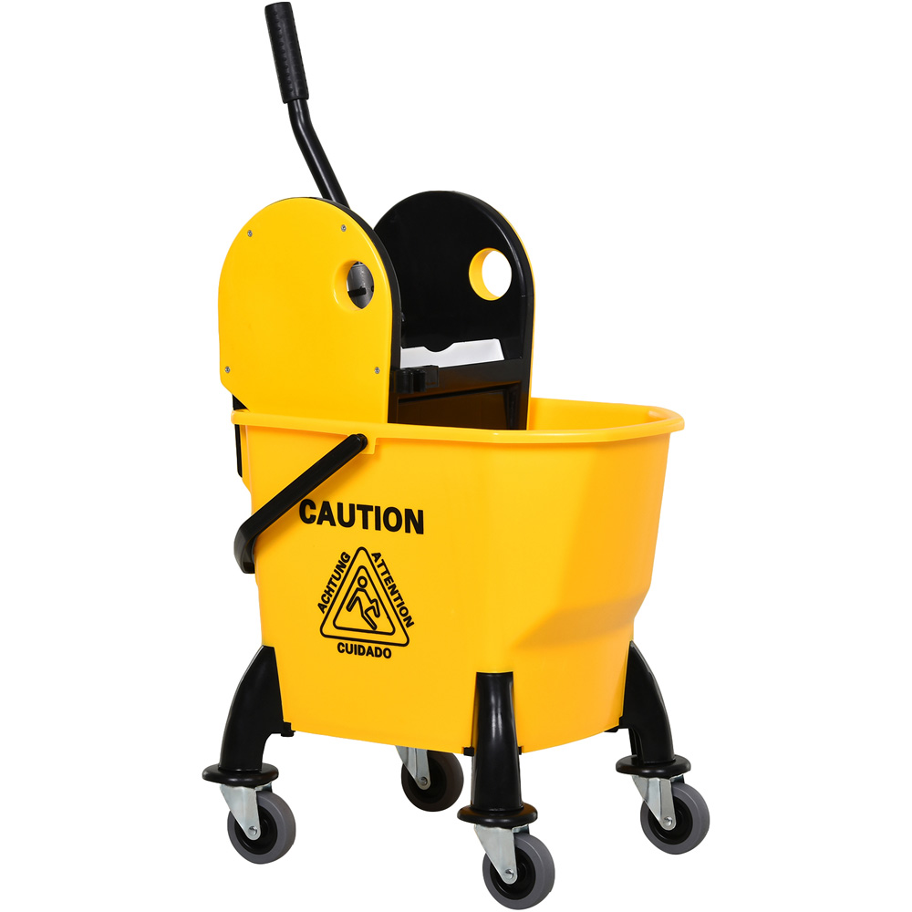 HOMCOM Yellow Mop Bucket and Water Wringer 26L Image 1