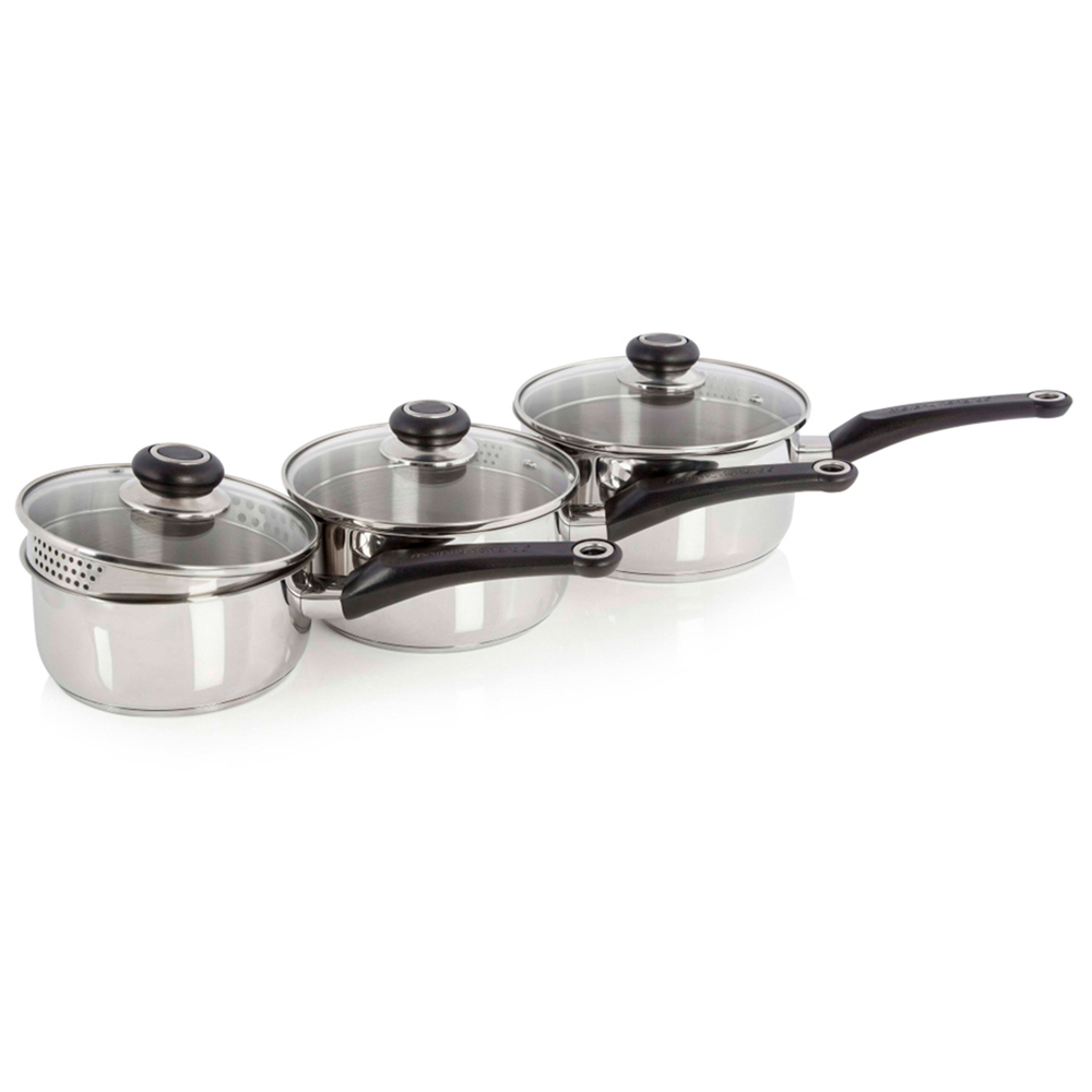 Morphy Richards 3 Piece Stainless Steel Pan Set Image 1